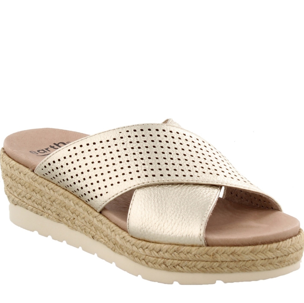EARTH Madena Marigold Slides gold footwear#